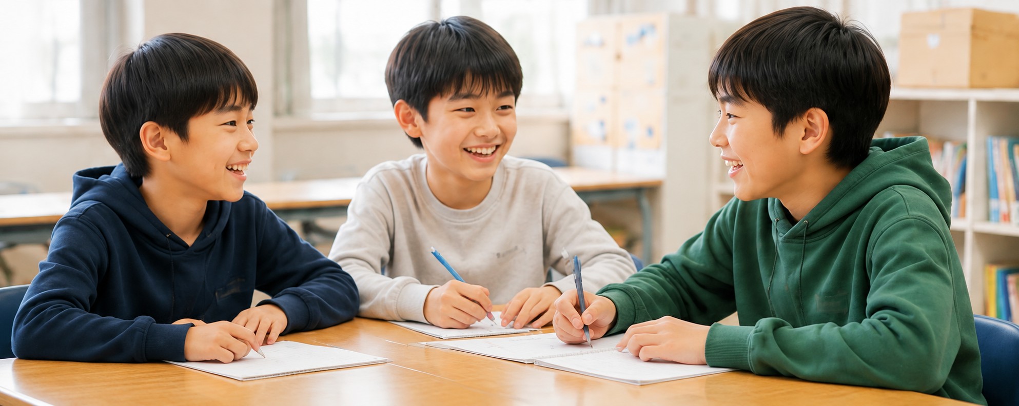 学習活動に取り組む小学生・中学生年代の子どもたち